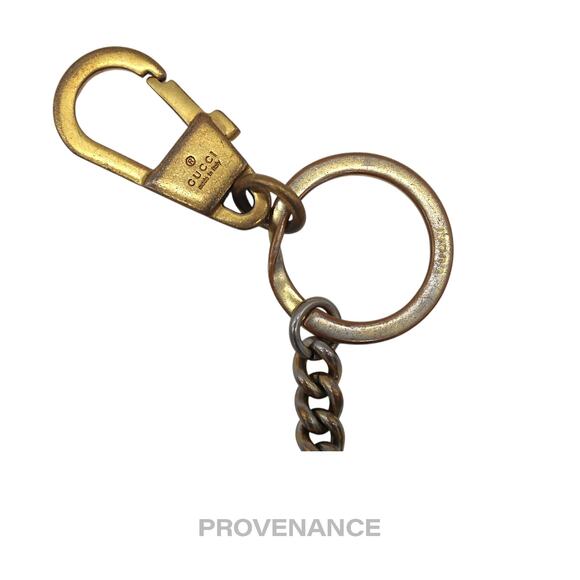 🔴 Gucci Embroidered Worldwide logo Keychain - White Leather - Picture 5 of 6